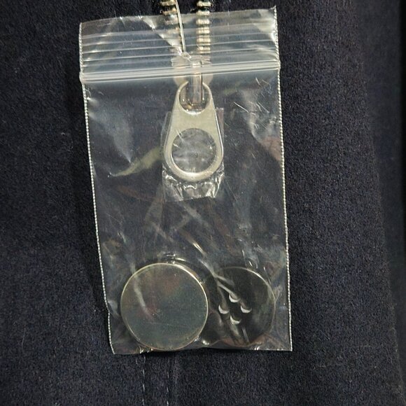 Liz Claiborne Navy Blue Swing Flounce Wool Blend Coat with Silver Buttons - Picture 5 of 9